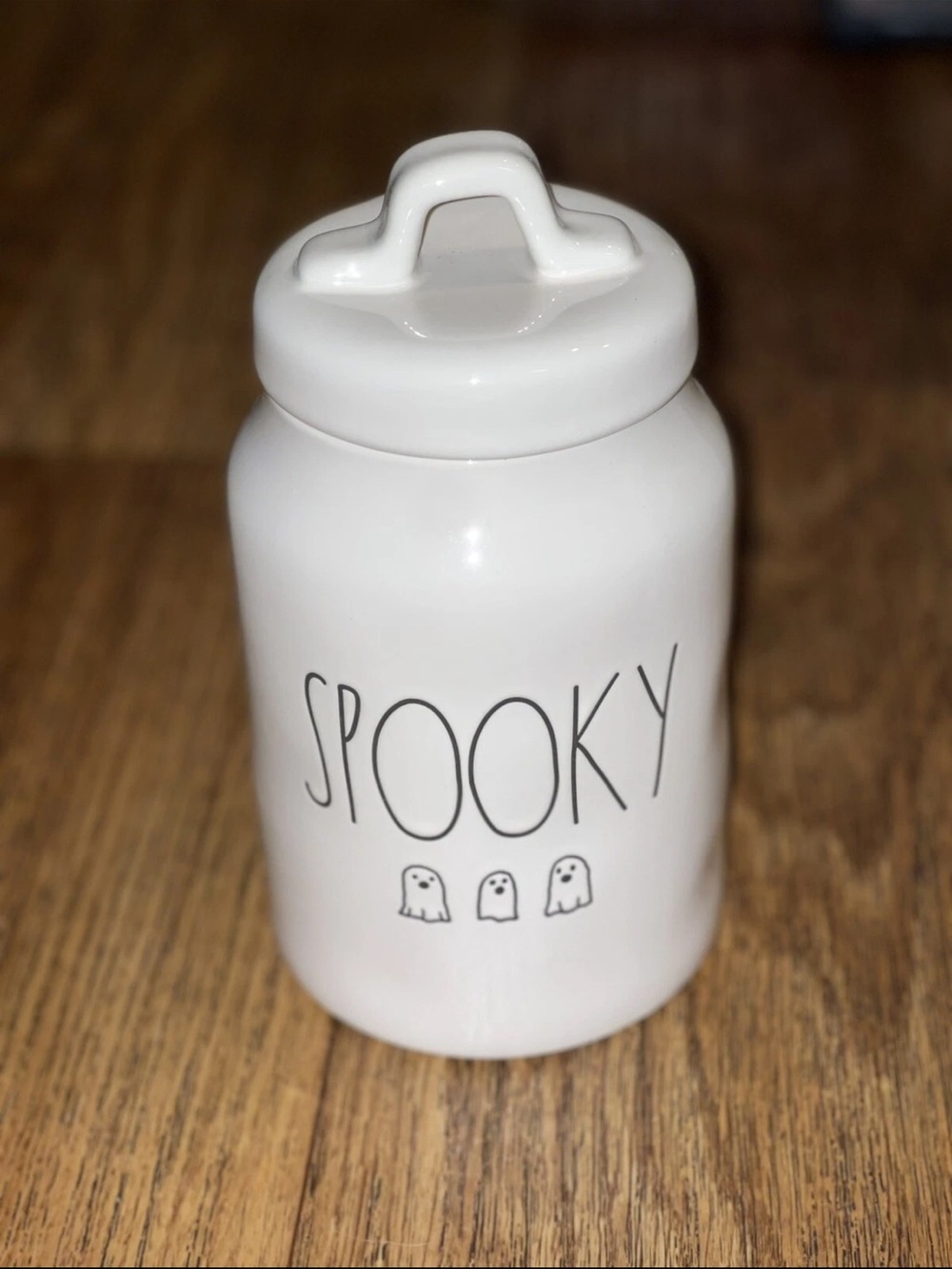 Rae Dunn spooky canister with ghosts